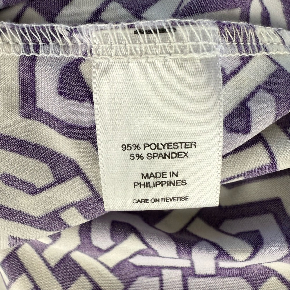 New York & Company Purple Greek Key Geometric Smocked Maxi Dress V Neck Medium - Picture 7 of 10